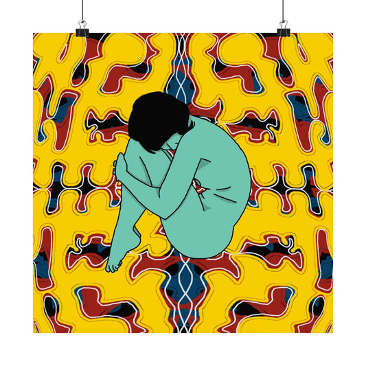 Surreal Solitude Matte Poster — Psychedelic Yellow Art Print