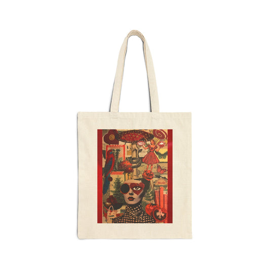 Art Collage Cotton Tote Bag – Vintage Surrealist Portrait Print